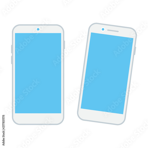 Foto White Smartphone Mockup Set with Blue Screen Display