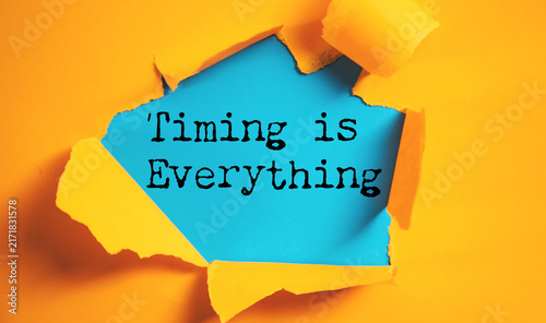Plakat Timing is Everything is shown using the text