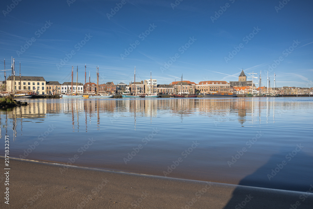 Fototapeta premium Kampen is a municipality, a town and a former member of the Hanseatic League, located on the lower course of the IJssel River in the Dutch province of Overijssel