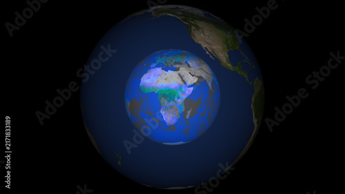 Earth Globe Within Another Earth Globe on Black Background planet world