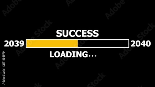 Loading bar from 2039 to 2040 new year transfer animation. Almost reaching New Year ,LOADING...text, alongside a success loading business progress and achieving goals investment, finance, innovation.
