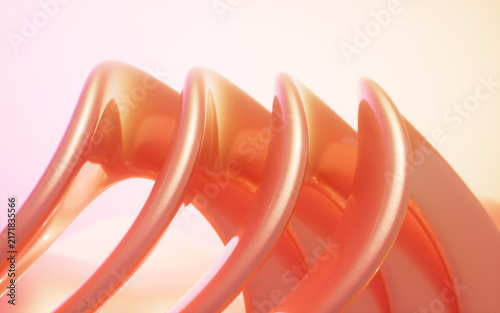 Abstract orange curve circle ring. Modern wallpaper. Smooth curves, Minimalist design. 3d rendering.