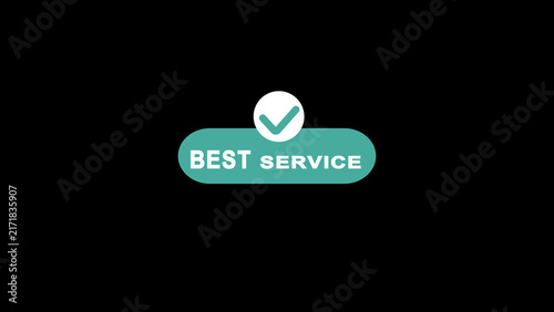 Teal BESTSERVICE badge with checkmark on black background Keywords: best service, excellent service