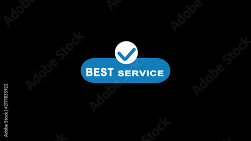 Blue BESTSERVICE badge with checkmark on black background Keywords: best service, excellent service