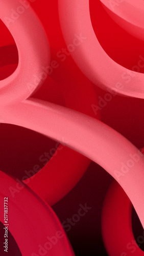 Abstract vibrant crimson red pink fluid brush strokes background with grainy holographic texture vertical composition perfect for mobile device innovative wallpapers.