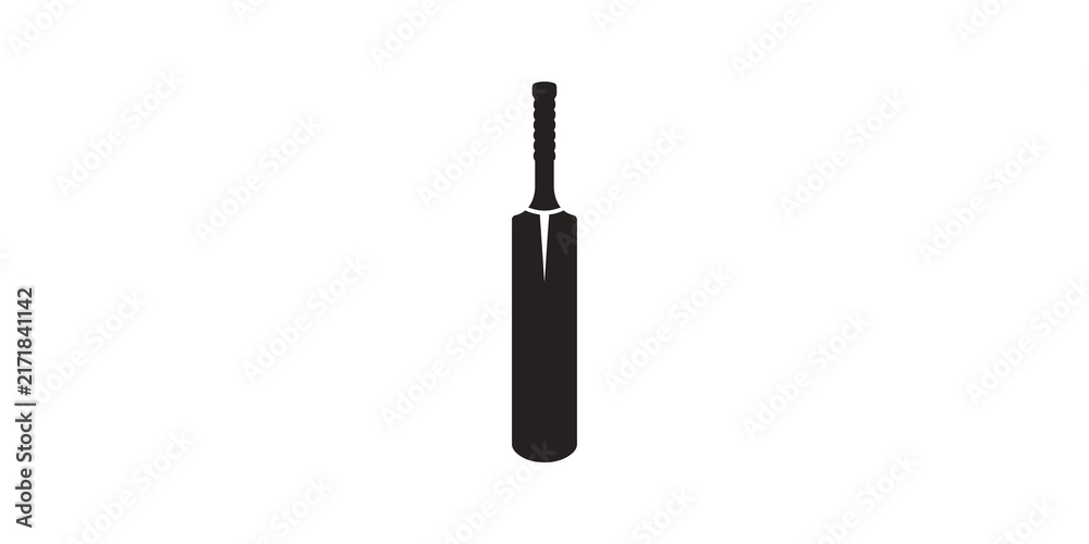 Naklejka premium Black cricket bat icon for sports training gear and athletic game apps.