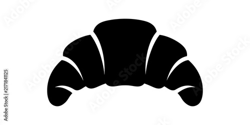 Black croissant pastry icon for bakery menus and food design projects.