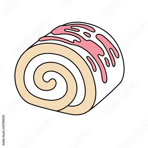 Rolled cake with pink icing