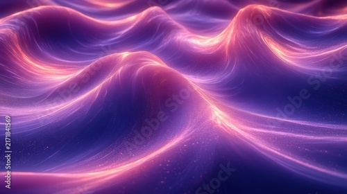 Stunning flowing abstract light waves in vibrant purple and pink hues for digital art background