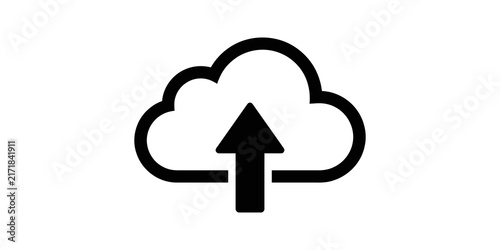 Obraz na płótnie Cloud upload black arrow symbol for data networking service buttons.