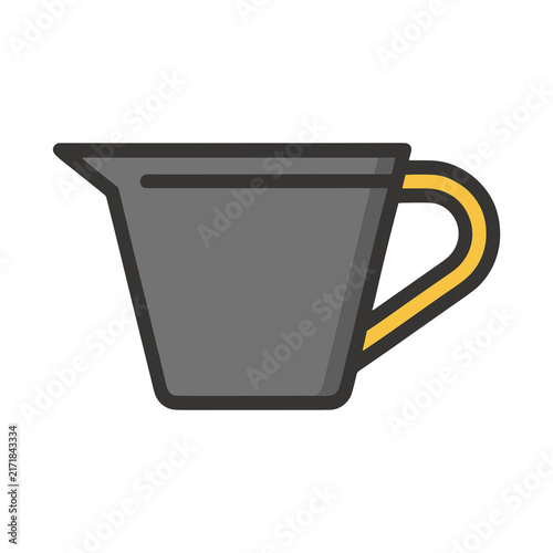 Simple illustration of a grey pitcher with yellow handle