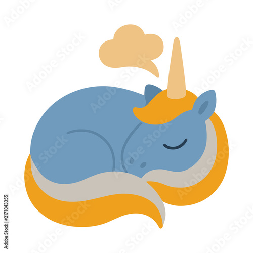 Sleeping unicorn with a dream cloud