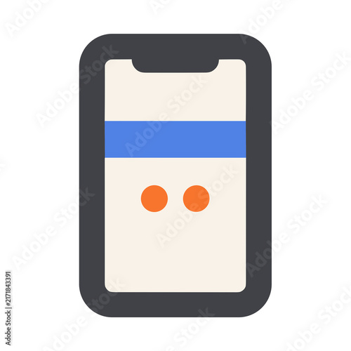 Smartphone icon with blue stripe and two orange dots