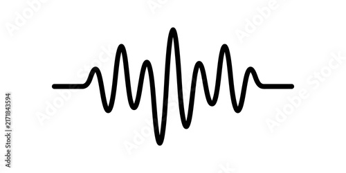 Fotografie Black audio wave frequency line on transparent background for editor