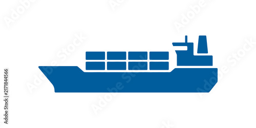 Konstfotografi Blue cargo ship silhouette carrying containers for global trade route