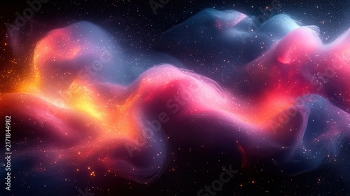 Vibrant nebula with colorful gas clouds and sparkling stars in deep space