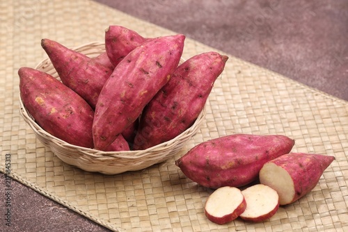 Принти на полотні Fresh sweet potato, a naturally sweet and nutritious root vegetable with a soft, starchy texture