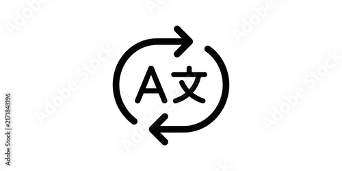 Fotografía Language translation icon with two arrows and diverse alphabet symbols