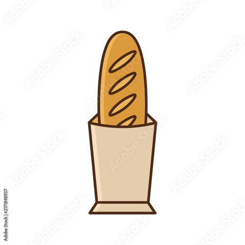 Fresh Baked French Baguette in Paper Bag Vector Illustration