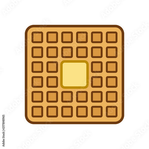 Freshly Baked Square Belgian Waffle with Melting Butter Illustration