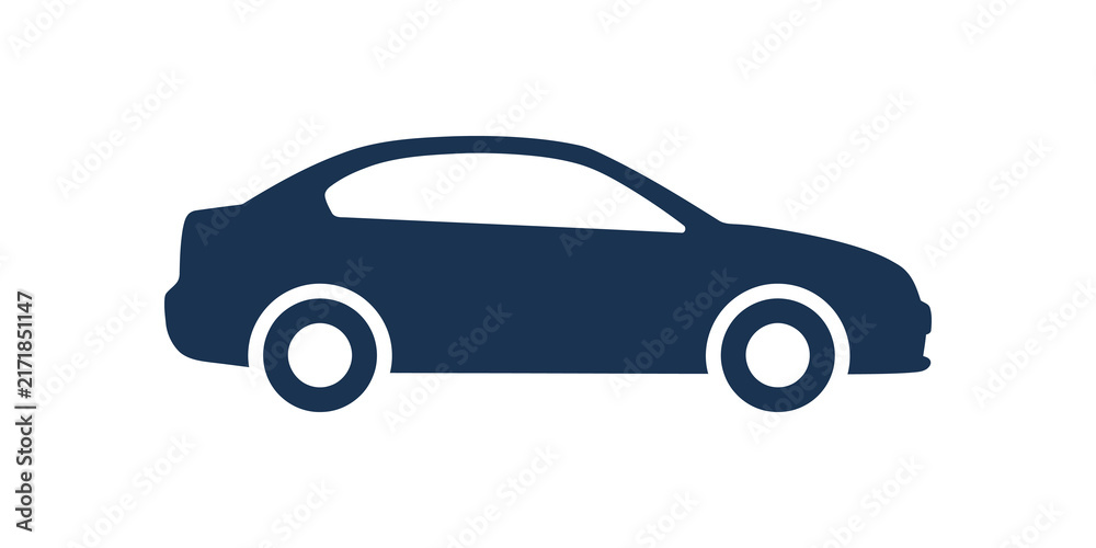 Fototapeta premium Blue car silhouette for automotive industry and transportation concepts.