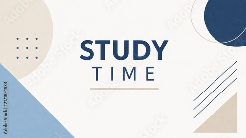 Minimal study time typography design with clean geometric shapes and modern educational background layout