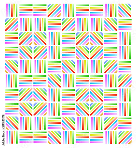 Arrière-plan formé de barres horizontales, verticales et obliques de couleurs dégradées bleue, jaune, rouge, verte, formant un ensemble de carrés côte à côte sur fond blanc