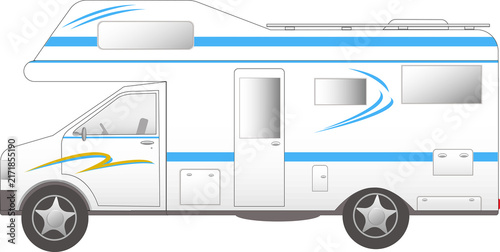 Camping-car capucine vu de profil