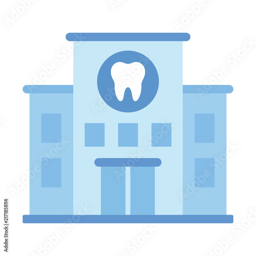 Dental Clinic Building Icon With Tooth Symbol On Top Flat Vector Illustration Art