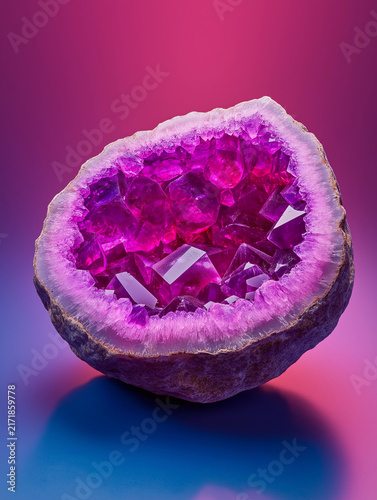 Obraz na płótnie a geode with purple crystals