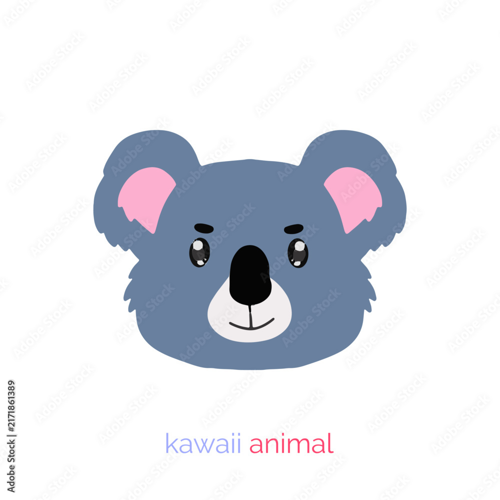 Fototapeta premium Cute Cartoon Animal Characters with Hearts, Featuring Adorable Mouse, Bear, Elephant and Koala Friends in a Happy Vector Illustration Style
