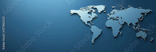 World map in blue and white colors on a blue background