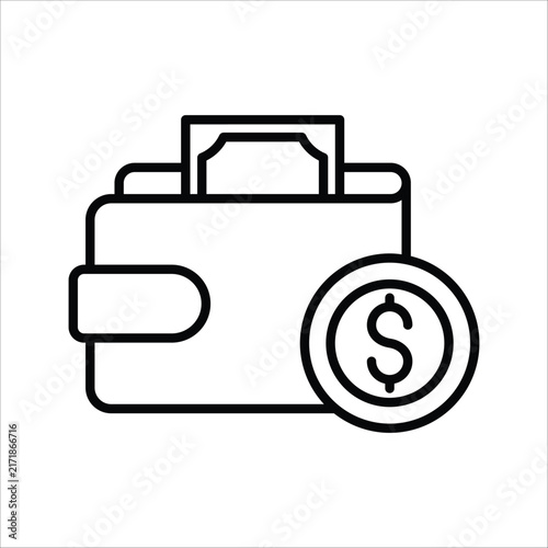 Icons representing money, wallets, currency, dollars, cards, coins, savings, loans, and cash, as well as symbols, web elements, and labels related to financial business. Customizable.