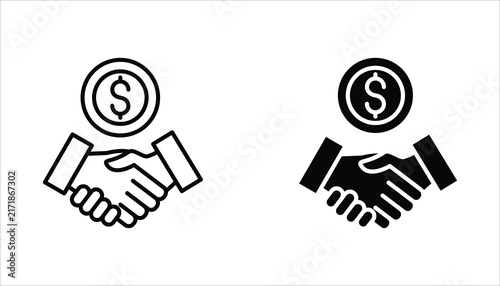 A set of icons featuring money, wallets, currencies, dollars, cards, coins, savings, loans, and cash, as well as symbols, web elements, and labels related to financial business. Editable.