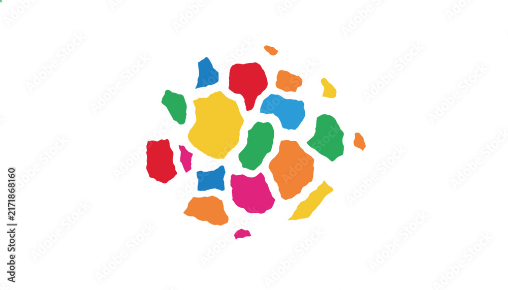 Naklejka premium Vibrant multi-colored abstract stone shards arranged in a circular formation on a plain white background.