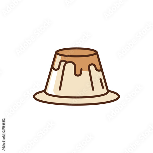 Caramel pudding dessert icon isolated on transparent background