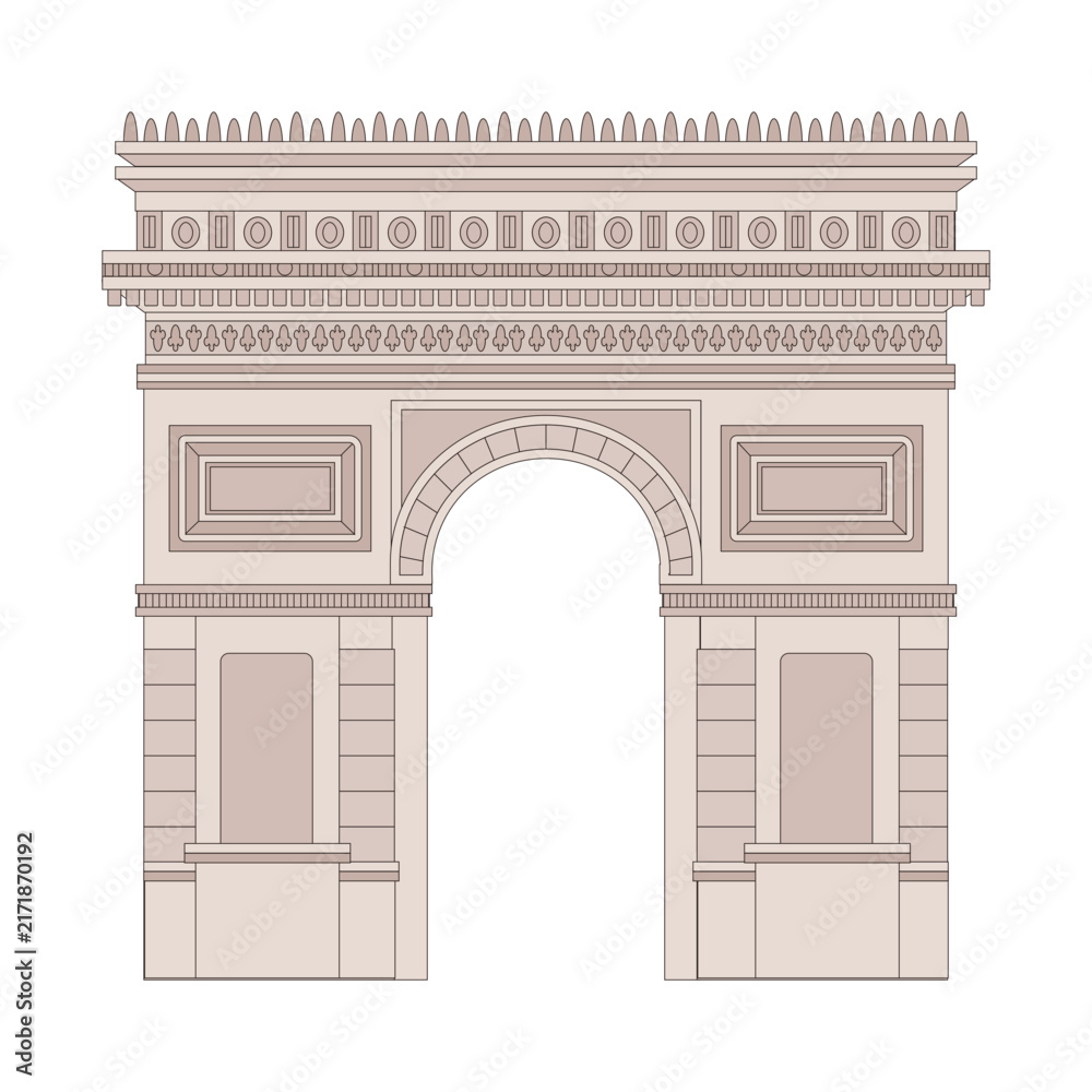 Fototapeta premium Arc of Triomphe Paris France Landmark Vector Illustration