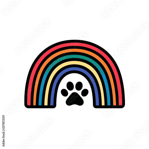 Rainbow Bridge Paw Print Icon for Pet Remembrance