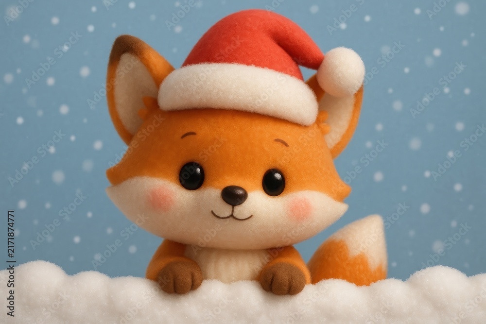 Fototapeta premium Cute festive fox wallpaper