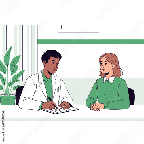 Doctor Patient Consultation Discussion And Medical Checkup In Office