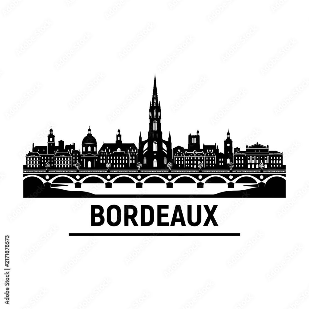 Fototapeta premium Bordeaux city skyline with bridge and cathedral France