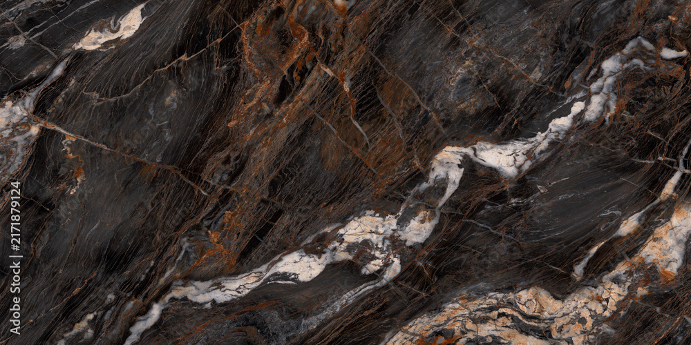 Fototapeta premium Luxury Black Marble Texture with Dramatic White and Copper Veins