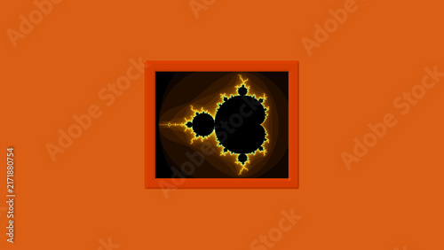 Quadro su tela Fractal pattern displays project vibrant orange mandelbrot sets near red borders