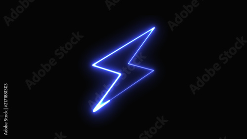 Foto Lightning bolt matrices stream blue electric energy paths through dark space