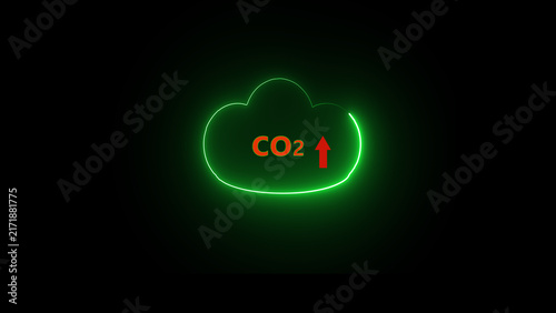 Bild auf Leinwand Environmental graphic metrics monitor rising carbon dioxide levels over dark tracks