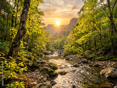 Beautiful waterfall view, nature.