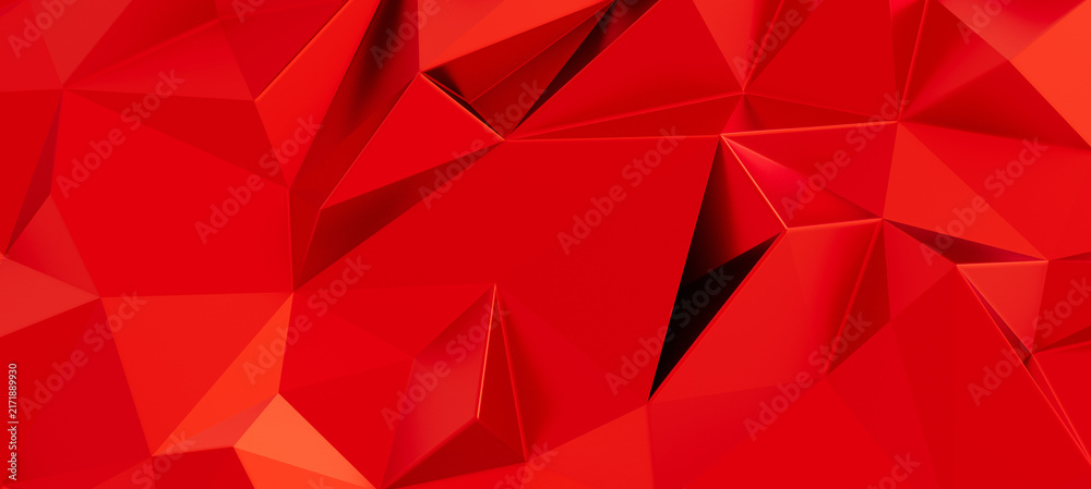 Fototapeta premium Abstract red polygonal background with sharp angles and shadows