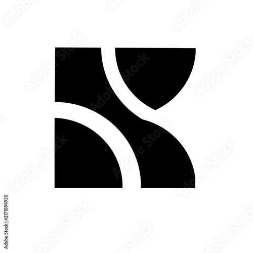 : Black and White Curved Abstract