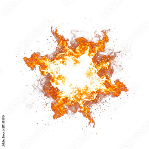 Obraz na płótnie Powerful fiery explosion effect with dynamic orange flames, dark swirling smoke