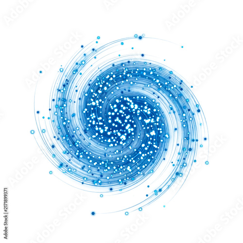 Картината върху платно Abstract blue spiral vortex of glowing energy particles, resembling a galaxy or futuristic tunnel